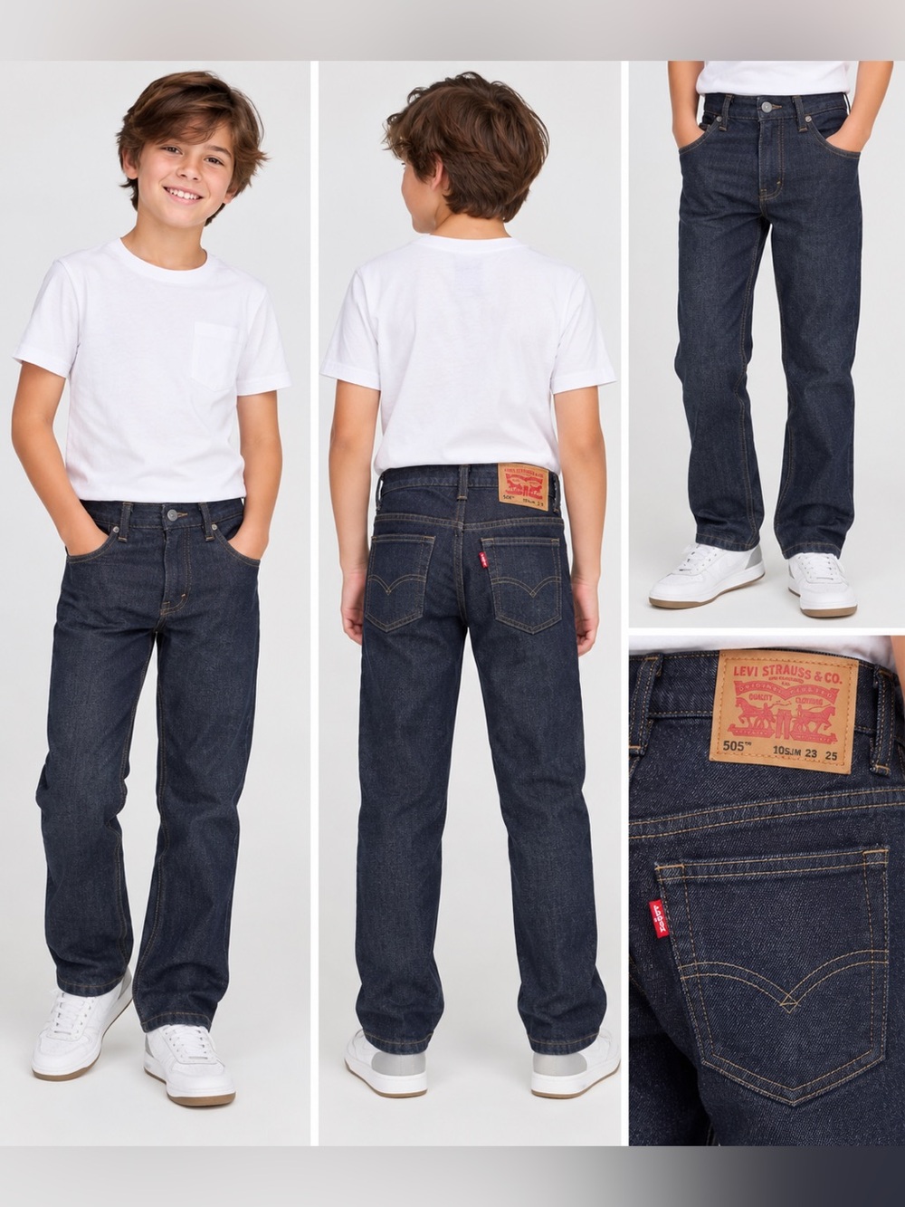 Levi’s 505 Regular Boys Jeans Size 10 Slim 23x25 Dark Wash NWT